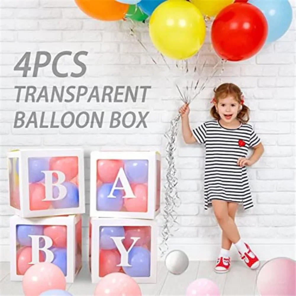 baby shower balloon boxes 4 pcs clear letter blocks gender reveal party decor
